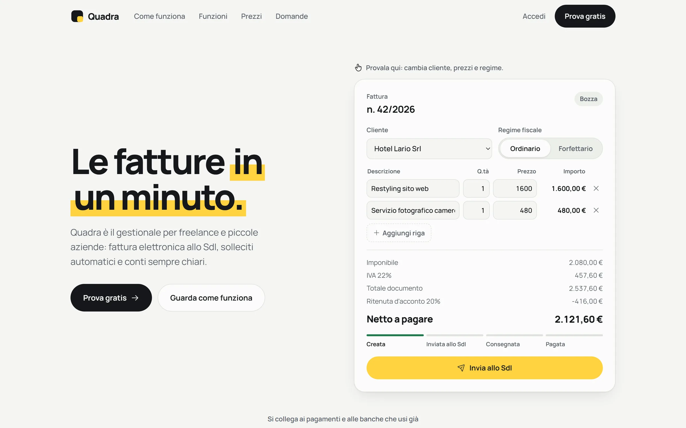 Quadra, software per fatture